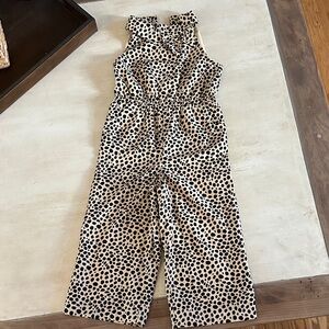 Janie and Jack Cream and Black Spotted Jumpsuit